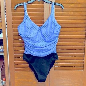 Miraclesuit Blue and Black One Piece Swimsuit